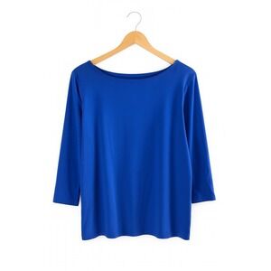Talbots‎ Tee 100% Pima Cotton T-Shirt Royal Blue 3/4 Sleeve Luxe Knit Size XLP
